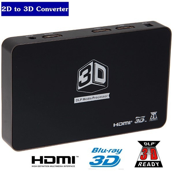 2 डी से 3 डी एचडीएमआई वीडियो कनवर्टर बॉक्स एचडी 1080 पी 720 पी 3 डी डीएलपी प्रोजेक्टर मीडिया प्रोसेसर समर्थन एचडीएमआई 1 आउट और 2 इन 3 डी टीवी गेम्स के लिए