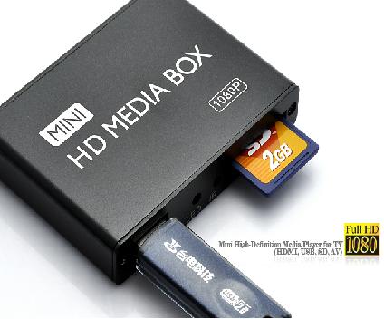 MP013 मिनी 1080 पी एचडी मीडिया प्लेयर एचडीएमआई / एवी / यूएसबी / एसडी / एमएमसी के साथ - ब्लैक